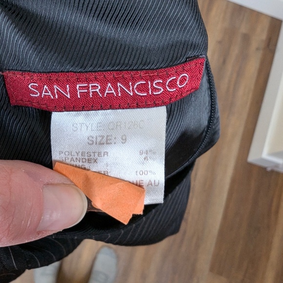 90s Pinstripe Mini Dress Short Thigh Length High Neckline Pleated Fitted Stripes - Picture 4 of 14